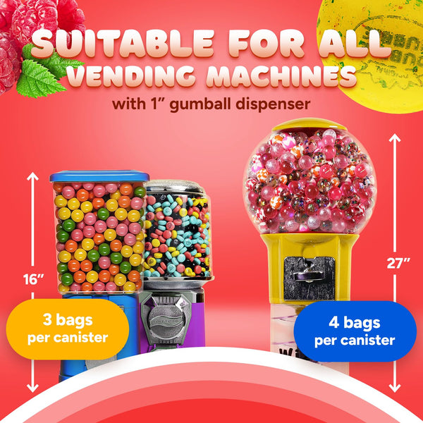 Gumballs for Gumball Machine - Berry Mix 1 Inch Bubble Gum Balls Bulk - Gumball Machine Refills - Chewing Gum - 2.4 Pound - 136Pcs King Gumballs Bulk