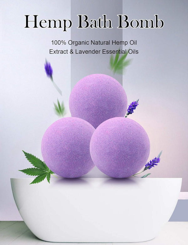 Bath Bombs,2 Pack Fizzy Spa Gift Natural Hemp Oil Extract and Lavender Essential Oils Bath for Moisturizing Dry Skin,Relaxing,Bubble Bath for