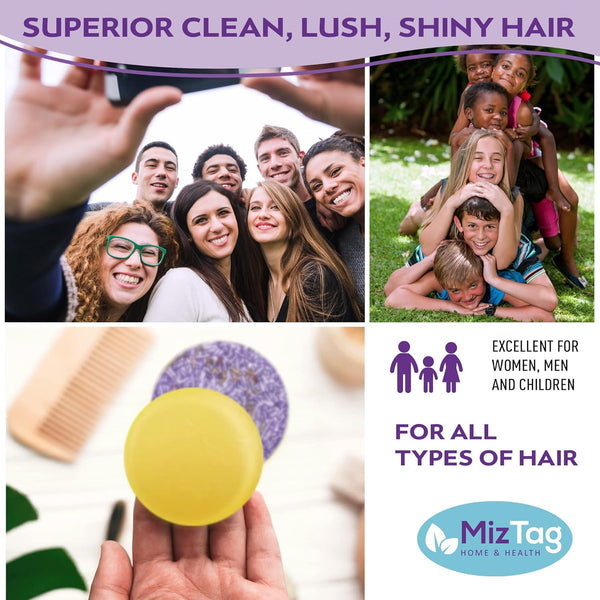 Miztag Home & Health Shampoo and Conditioner Bar Set - 5Pcs with Holder & Travel Tins - Vegan, Sulfate-Free, Paraben-Free - Great Mothers Day Gift