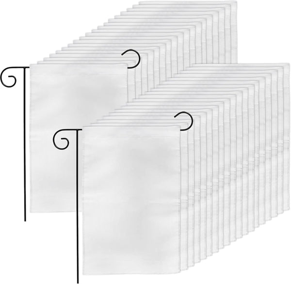 DEAYOU 36 Pack Sublimation Blank Garden Flags, DIY White Lawn Flags Polyester Banners for Outdoor, Courtyard, Party, Home, School, 12" X 18