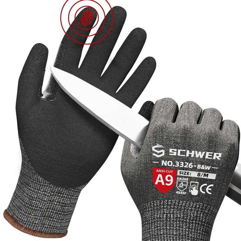 Schwer Proguard Highest Level Cut Resistant Work Gloves PR3326 for Extreme Protection?Ansi A9 Cut Gloves with Reinforced Thumb, Non Slip,