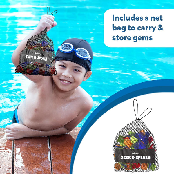 Skillmatics Seek & Splash Diving Gem Toys - Underwater Search and Find Game, Perfect for Swimming Pool & Summer Fun for Kids, Gifts for Boys &