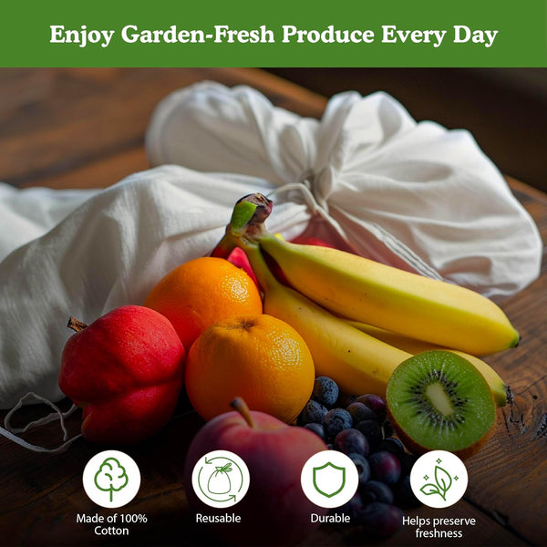 Regency Wraps Salad Saver, Reusable Drawstring Produce Bag for Storing Lettuce, Veggies and Fruit in the Refrigerator to Keep Fresh Longer, 100%