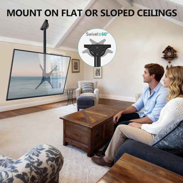WALI TV Ceiling Mount Adjustable Bracket Fits Most LED, LCD, OLED and Plasma Flat Screen Display 26 to 65 Inch, up to 110 Lbs, Mounting Holes