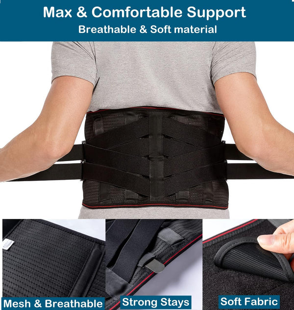 Lower Back Brace for Men Women Back Pain Relief Back Support Belt- Posture Corrector Breathable Adjustable Belt for Lifting, Scoliosis, Herniated