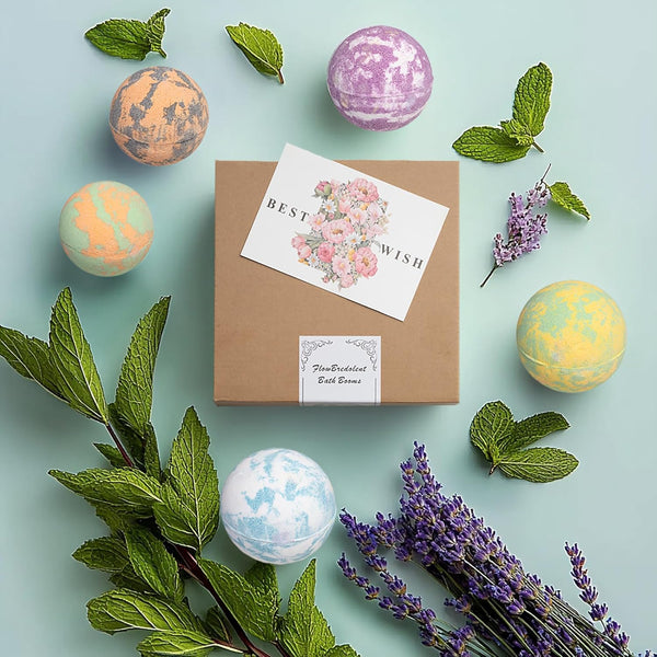 Bath Bomb for Women, 9Pcs Handmade Bubble Bathbombs with Natural Essential Oils, Coco Butters, Holiday Gift for Mother, Wife, Girlfriend, Floral