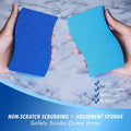 Elitra Essentials Scrubber Sponge, Non-Scratch Hydrophilic Foam Technology - Odor Resistant, Curved Grip, Dual-Sided Foam & Acrylic Grain Surface,