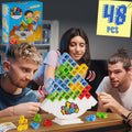 WOWNOVA 48PCS Tetra Tower, Fun Balance Stacking Building Blocks Board Game for Kids, Adults, Friends, Team, Classroom, Dorm, Family Game Night and