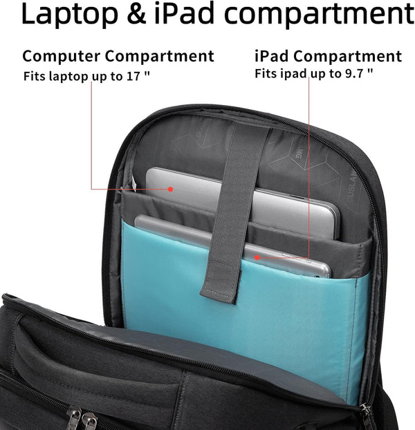 DUSLANG 17 Inch Laptop Backpack for Travel Water Resistant College Backpack for Men/Women Laptop Bag with USB Charging Port and Clear Cosmetic