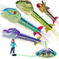 Dinosaur Toy Rocket Launcher for Kids - Launch Up to 100 Ft, 4 Rockets, Outdoor Outside Toys for Kids, Dinosaur Toys, Birthday Gifts for 3 4 5 6 7