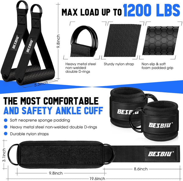 Heavy Exercise Bands Resistance Bands for Working Out, 300Lbs/360Lbs Fitness Workout Bands with Handles, Door Anchor, Leg Ankle Straps, Home Gym