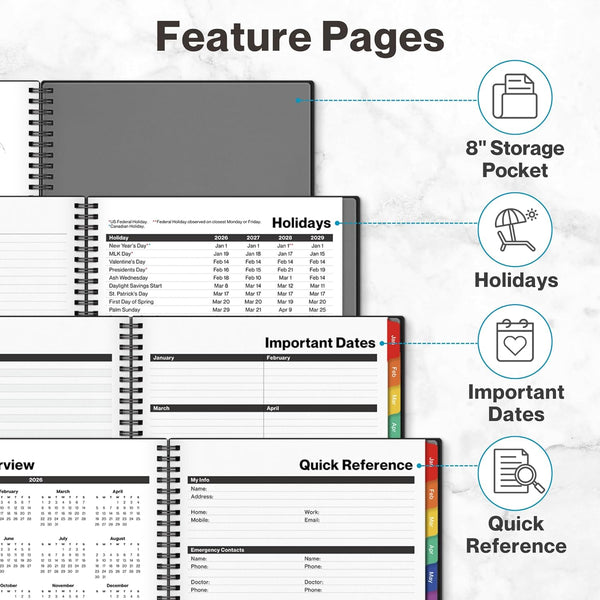 Dunwell Large Appointment Book 2025-2026 (Colorful), July 2025 - June 2026, 8.5 X 11 Appointment Planner 15 Minute Increments, Schedule Book with