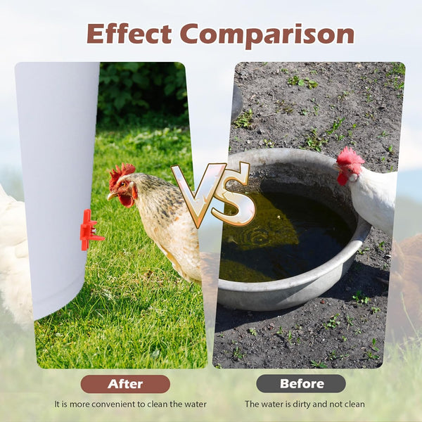 Chicken Water Nipples, 15 Pcs Horizontal Poultry Automatic Waterer Nipples for Bucket with 15 Pcs Ring Gaskets, 15 Pcs Wing Nuts, 9mm Drill Bit