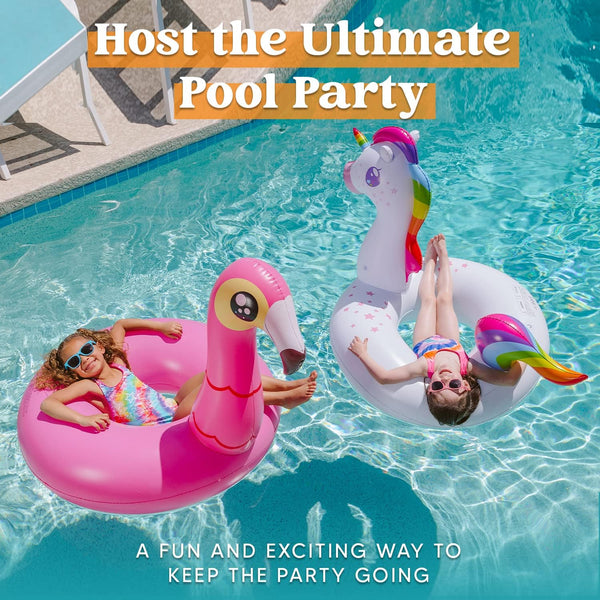 JOYIN 2-Pack Flamingo Unicorn Pool Float - Fun Floaties Inflatable Swimming Pool Tubes Toys Party Decorations, Summer Vacation Lake Beach Floaty