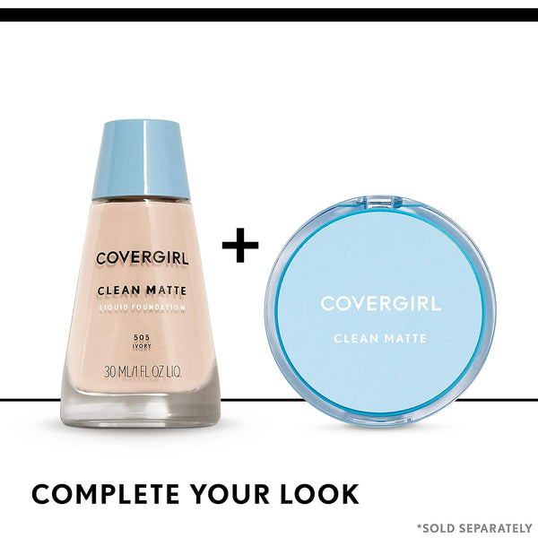 COVERGIRL Clean Matte Pressed Powder, Oil Control Powder, 1 Container, .35 Fl Oz, Face Powder, Oil Free Loose Powder, Matte Finish, Lightweight,