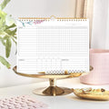 Habit Tracker Calendar- 12 Months Undated Daily Weekly & Monthly Period Habit Tracker Journal, Greenery Floral, Spiral Binding with Writable Goals