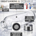 Brieftons Borosilicate Glass Water Bottles with Caps: Clear, 6 Pack, 18 Oz, Heat Resistant, Slim, Easy to Store, Leakproof Lids, Best as Reusable