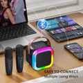 IROO Mini Karaoke Machine for Kids Adults(Karafun Premium), Portable MP3 Player with 2 Wireless Mics and Party Lights for Smartphones, Birthday