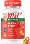 Smartypants Kids Multivitamin & Fiber Gummies: Prebiotic Fiber to Support Kids Digestion with Vitamin D3, C, Vitamin B12, B6, A, Zinc, Biotin,