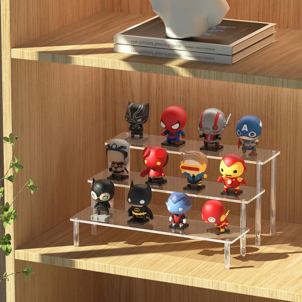 Acrylic Display Risers, 3 Tier Perfume Organizer Stand, Clear Cupcake Stand Holder, Large Shelf Risers for Figures, Dessert Shelves for Party,
