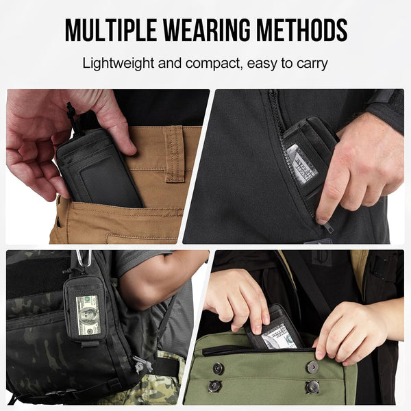 ONETIGRIS Front Pocket Wallet with Zippers Small Coin Purse Tactical Wallet Nylon Minimalist Wallet for Men Women, Brown Dimensions: