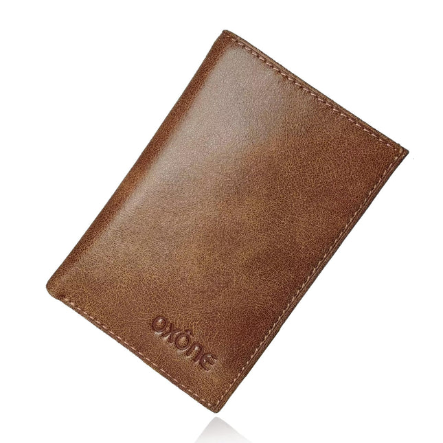 Slim RFID Blocking Genuine Leather Bifold Wallet, Front Pocket Minimalist Card Holder for Men & Women (Vintage Tan)