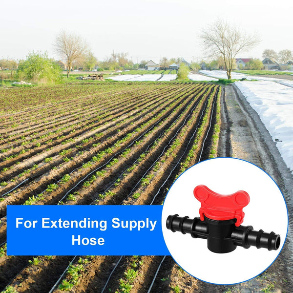 Boao Drip Irrigation Switch Valves - 1/2 Inch Double Male Barbed Valve - Manual Adjustment with Red Handle Top(4)