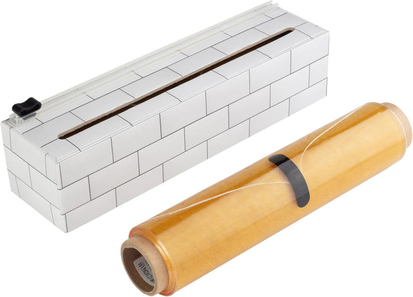 Chicwrap Subway Tile Refillable Plastic Wrap Dispenser - One 9" X 250' Roll of Professional Grade Plastic Wrap - BPA Free and Kosher Certified -