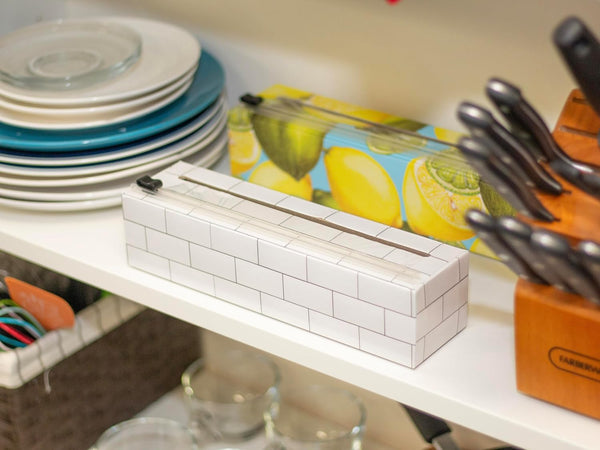 Chicwrap Subway Tile Refillable Plastic Wrap Dispenser - One 9" X 250' Roll of Professional Grade Plastic Wrap - BPA Free and Kosher Certified -