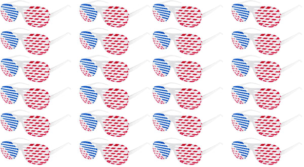 American Flag USA Patriotic Design Plastic Shutter Glasses Shades Sunglasses Eyewear for Party Props, Decoration (12 Pairs)
