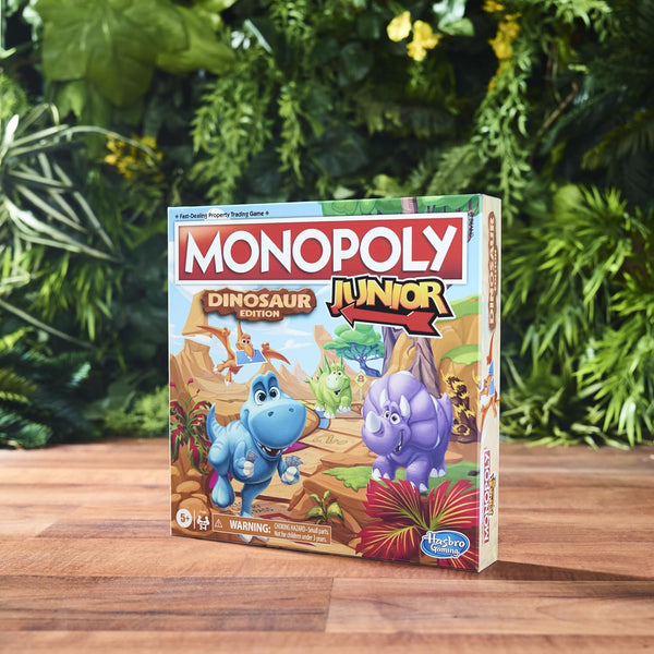 Hasbro Gaming Monopoly Junior Dinosaur Edition Game | Kids Board Games with Dino-Themed Toy Tokens | 2-4 Players for Boys & Girls | Ages 5+