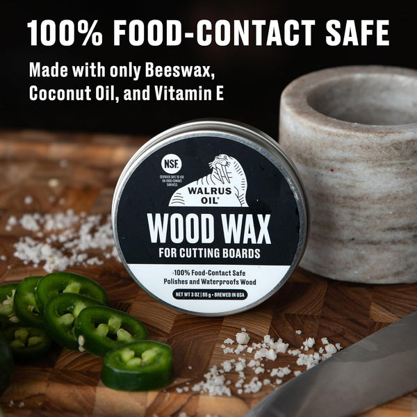 WALRUS OIL - Wood Wax, 3 Oz Can, FDA Food-Safe, Cutting Board Wax and Board Cream