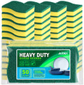 AIDEA Heavy Duty Scrub Sponge-50 Count, Cleaning Sponge, Kitchen Dish Sponge, Effortless Cleaning Eco Scrub Pads for Dishes,Pots,Pans All at Once