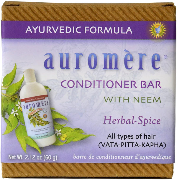 Auromere Ayurvedic Conditioner Bar for All Hair Types â Vegan, Non-Gmo, Deep Moisturizing, Nourishing Herbal Formula with Neem, Zero Waste,