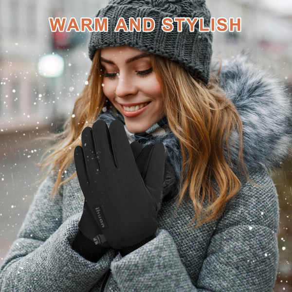 Ihuan Winter Waterproof Gloves for Men Women Snow Ski - Cold Weather for Running Cycling, Warm Thermal Touchscreen Finger