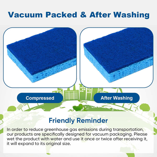 HOMEXCEL Sponges Kitchen 24Pcs, Non-Scratch Scrub Dish Sponges, Safe on Non-Stick Cookware,Dual Sided Cleaning Sponges for