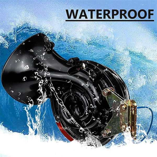 NUENUN 2 Pcs 300 DB Super Loud Train Horn for Truck Train Boat Car Air Electric Snail Single Horn, 12V Waterproof Double Horn Raging Sound Raging