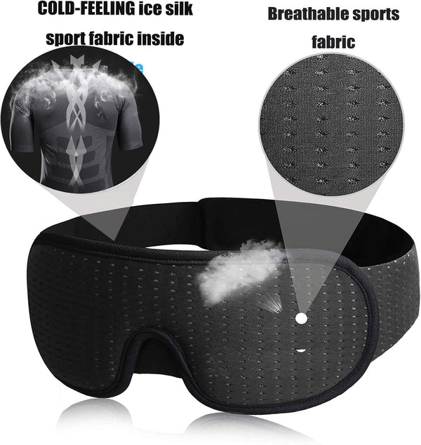 LEEKEN 3D Sleeping Eye Mask - 100% Lights Blockout Sleep Mask for Men Women, Cool Sports Fabric Eye Cover for Travel/Nap/Night
