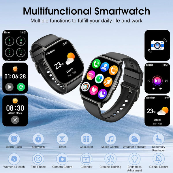Smart Watch, 2.1" Smart Watches for Men Women(Answer/Make Call),120+ Sport Modes Fitness Tracker with Sleep Heart Rate Monitor, Pedometer, Watches