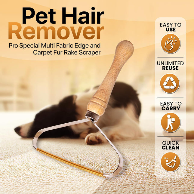 2-Pack Pet Hair Removal Tool - Carpet Rake and Squeegee for Pet Hair Remover Tool - Lint Remover and Hair Scraper for Co