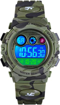 Cofuo Kids Digital Sport Watch for Boys Girls, Kid Waterproof Electronic Multi Function Casual Outdoor Watches, 7 Colorful LED Luminous Alarm