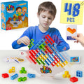 WOWNOVA 48PCS Tetra Tower, Fun Balance Stacking Building Blocks Board Game for Kids, Adults, Friends, Team, Classroom, Dorm, Family Game Night and