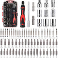 Amazon Basics Magnetic Ratcheting Wrench and Electronics Precision Screwdriver Set, 73 Count (Pack of 1), Black/Red/Silver