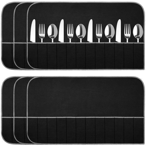 6 Pcs anti Tarnish Silver Storage Bags Silver Storage Cloth Felt Flatware Organizer anti Tarnish Protector Bags Place Setting Roll with White