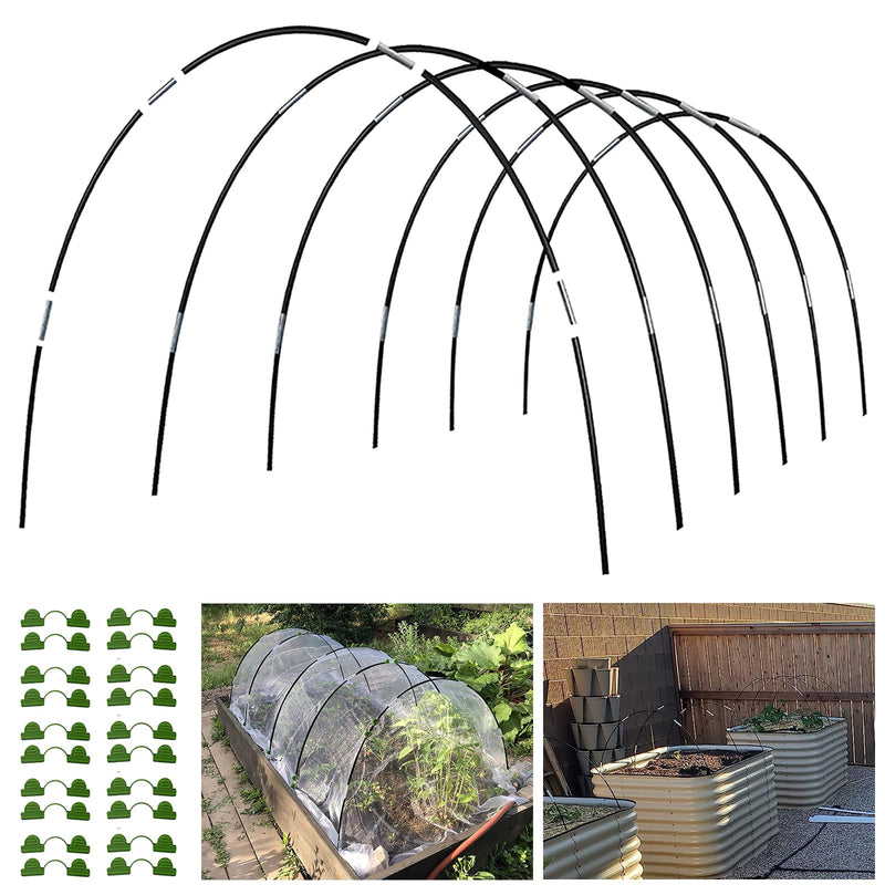 Garden Hoops Grow Tunnel, 6 Sets of 7FT Greenhouse Hoops for Raised Beds, Rust-Proof Fiberglass Frame for Garden Netting, Small Greenhouse Kit,