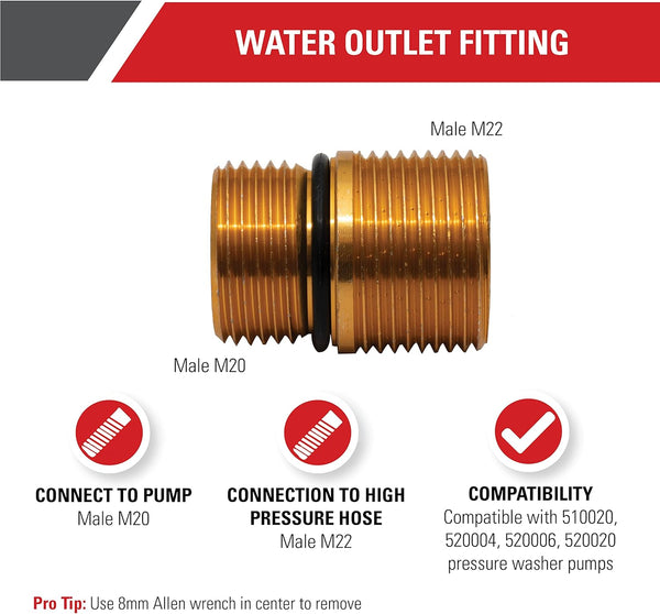 Simpson Cleaning 7110264 Water Oulet Fitting for OEM Technologies Axial Cam Pressure Washer Pumps, Gold