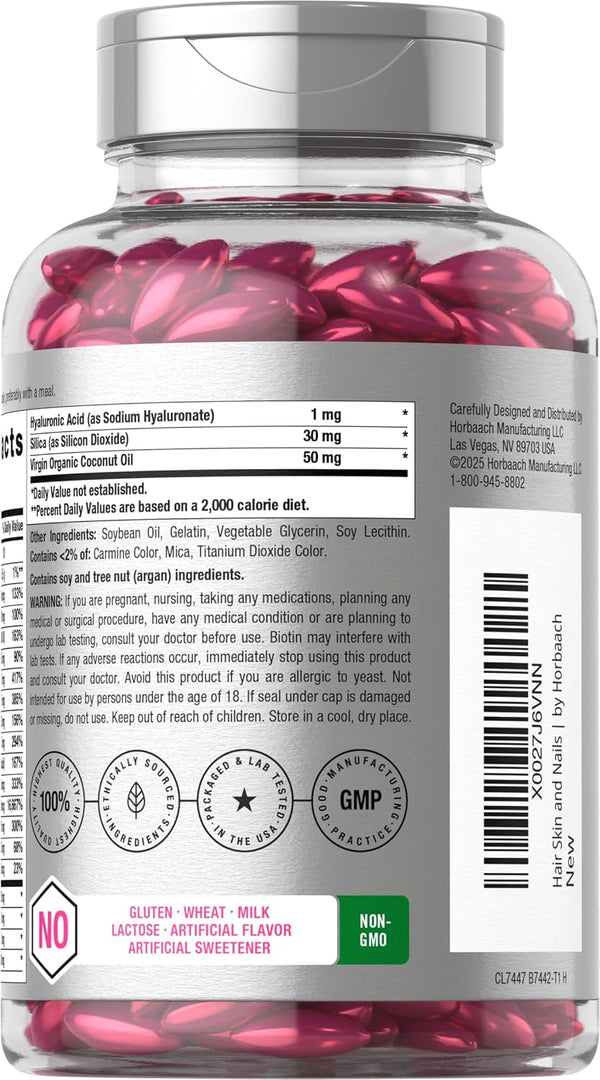 HorbÃ¤ach Hair Skin and Nails Vitamins | 300 Softgels | with Biotin and Collagen | Infused with Argan Oil and Coconut Oil | Non-Gmo, Gluten Free