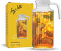 Joyjolt 60Oz Glass Pitcher with Lid (2 Lids) - Beverage Serveware and Storage Container for Cold Drinks and Liquids. Juice Container, Water Jug,