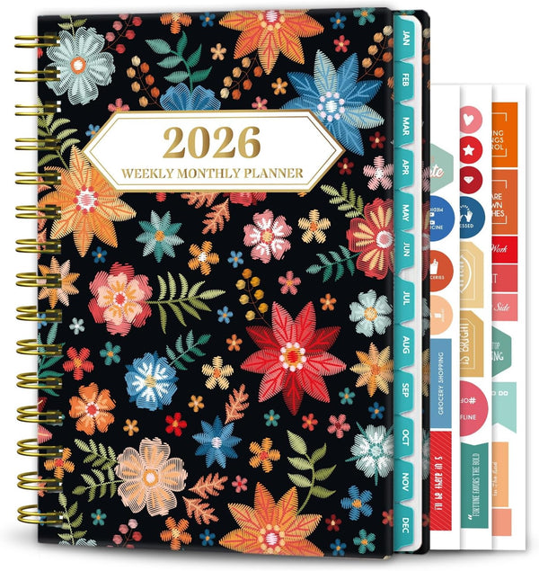 Ymumuda 2025-2026 Planner, 12-Month Daily Weekly Monthly Planner from JUL.2025 to JUN.2026, 8.4" X 6", Spiral Notebook with Stickers, Elastic