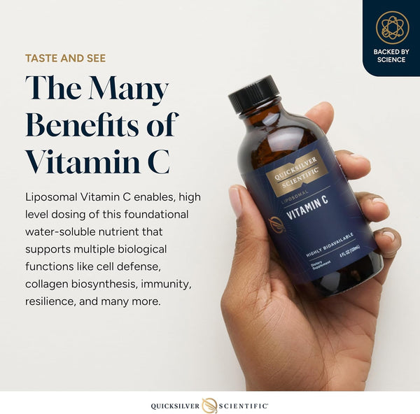 Quicksilver Scientific Liposomal Vitamin C - 1000Mg Buffered Liquid Vitamin C Supplement - Immune + Antioxidant Support - Liposomes for Superior